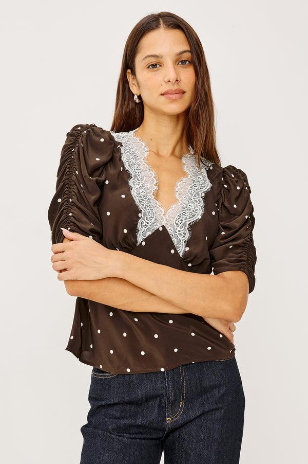 Rails Lazara Top Cocoa Polka Dots
