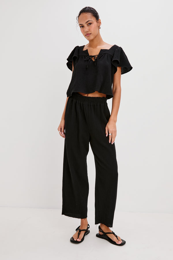 Rails Leon Crop Pant Black Gauze