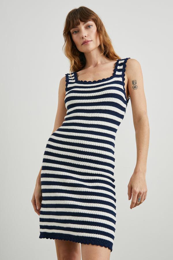 Rails Lily Dress White Navy Stripe