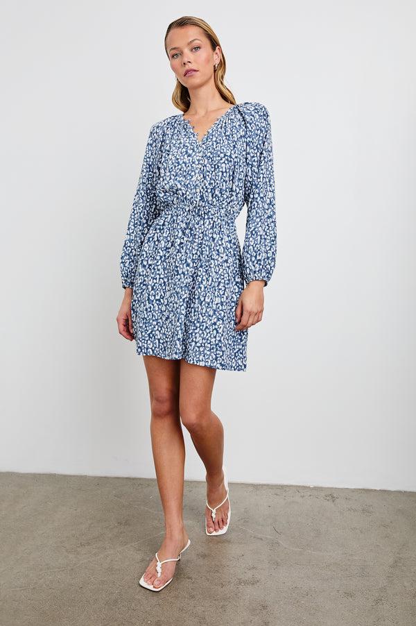 Rails Linnea Dress Blue Mixed Cheetah
