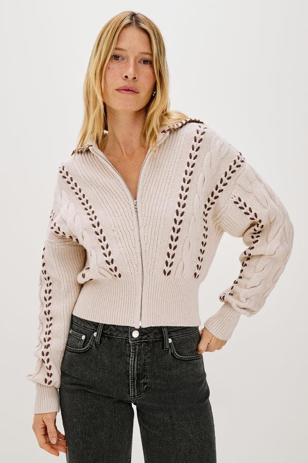 Rails Lune Sweater Oatmeal Brown Whip Stitch