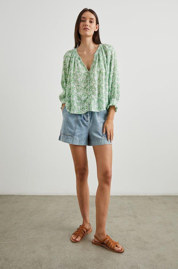Rails Mariah Top Green Texture Floral