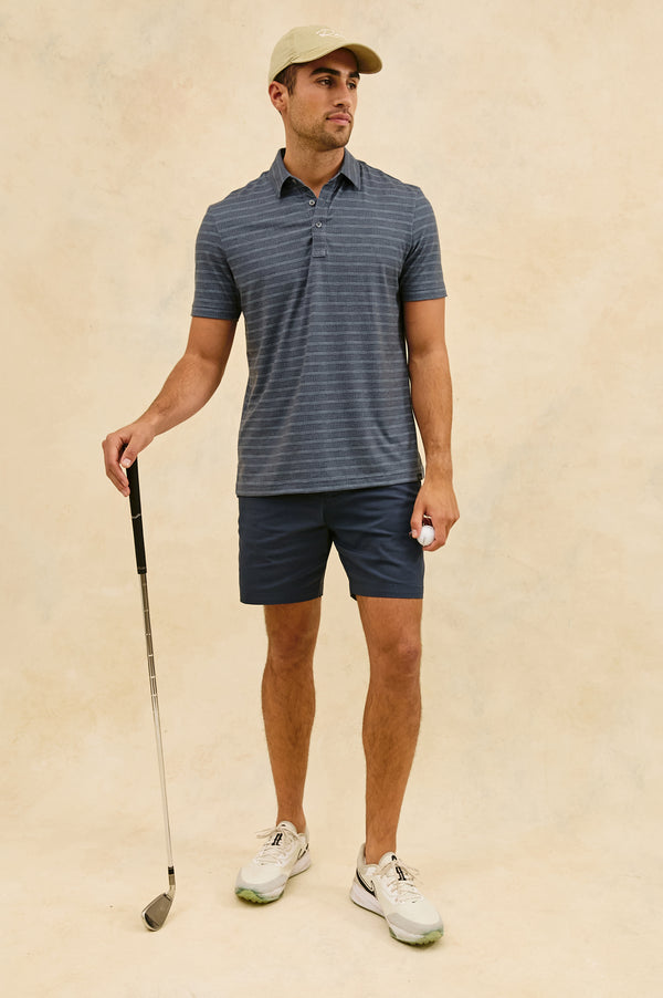 Rails Merced Golf Polo Shirt Sashiko Border Black