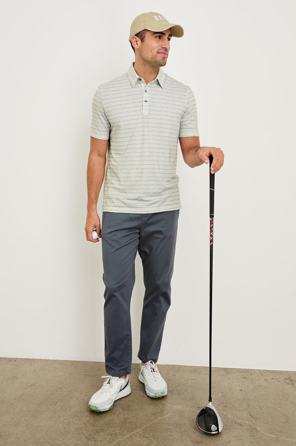 Rails Merced Golf Polo Shirt Sashiko Border White