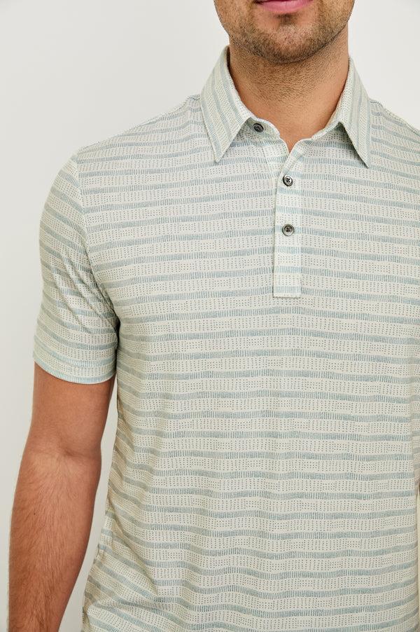 rails Merced golf polo shirt Sashiko Border White