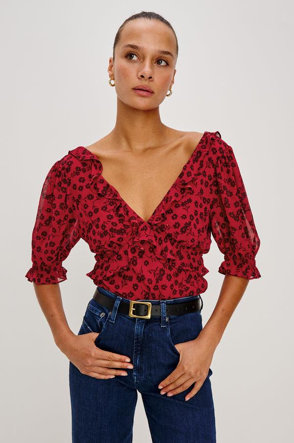 Rails Miramar Top Carmine Daisies