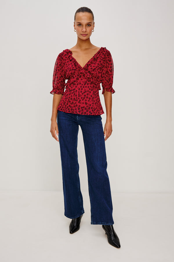 Rails Miramar Top Carmine Daisies