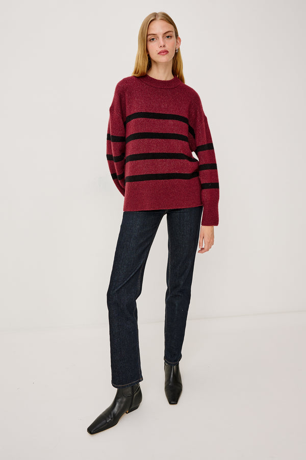 Rails Miranda Sweater Garnet Black Stripe