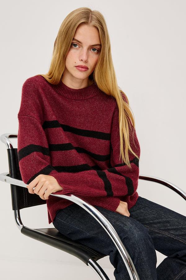 Rails Miranda Sweater Garnet Black Stripe