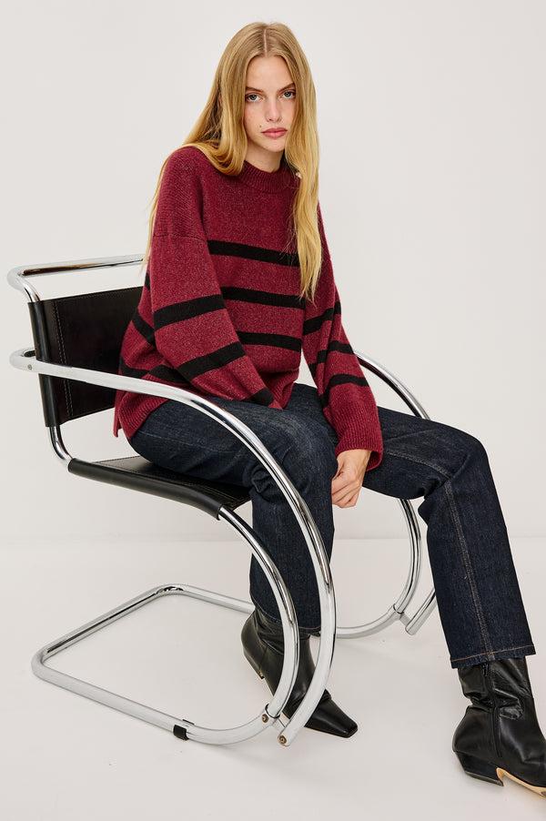 Rails Miranda Sweater Garnet Black Stripe