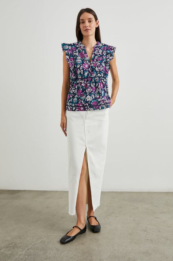 Rails Misha Top Woodblock Floral