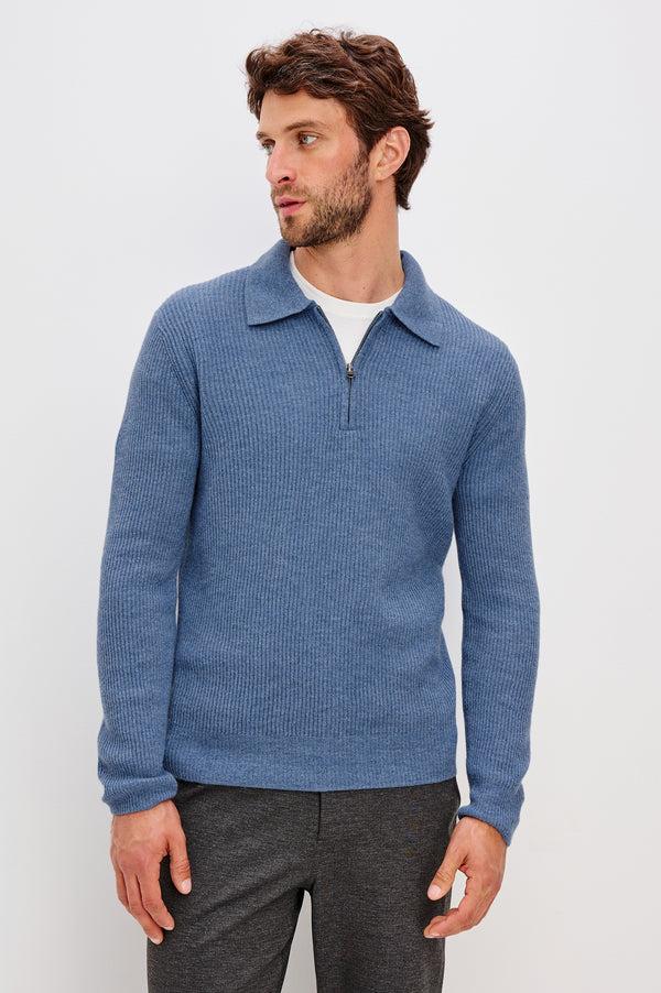 Rails Monty Quarter Zip Cerulean Melange
