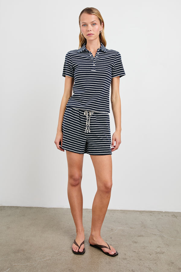 Rails Naveli Court Polo Navy Ivory Stripe