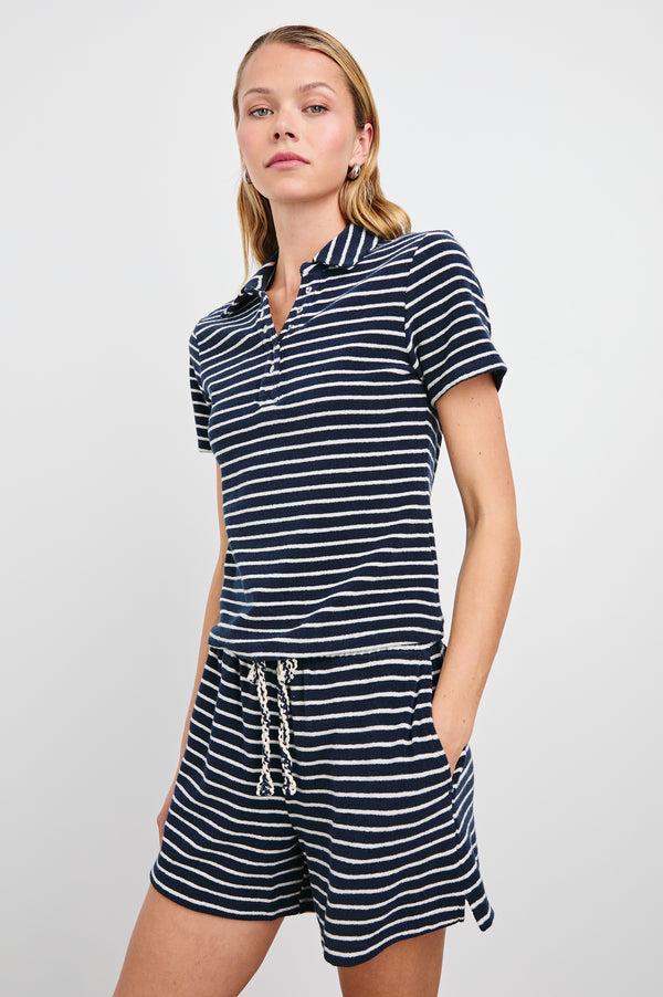 Rails Naveli Court Polo Navy Ivory Stripe