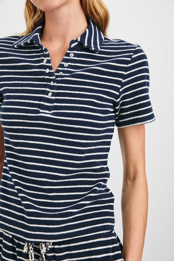rails Naveli court polo Navy Ivory Stripe