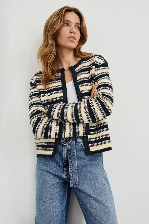 Rails Nelly Cardigan Navy Oat Stripe