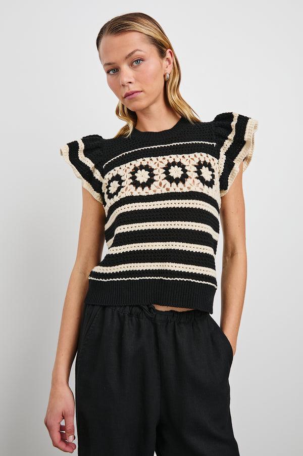 Rails Penelope Top Black Ivory Stripe