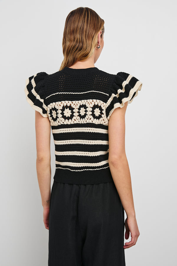 Rails Penelope Top Black Ivory Stripe