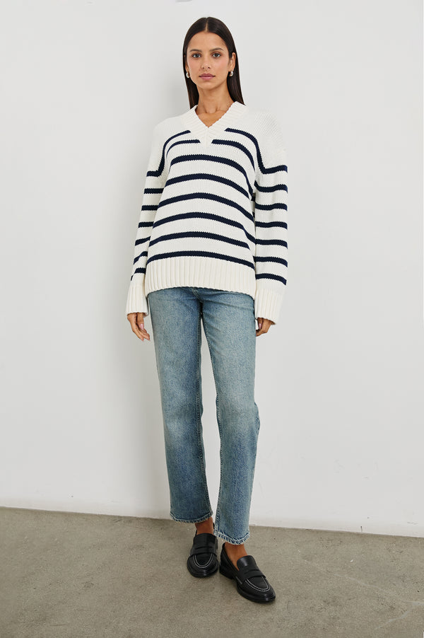 Rails Penny Sweater Ivory Navy Stripe
