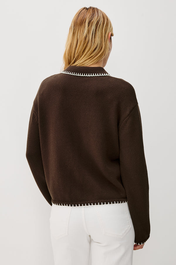 Rails Rayleen Sweater Brown Ivory Blanket Stitch