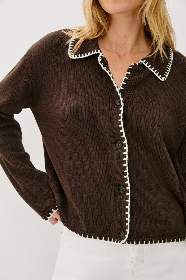 rails Rayleen sweater Brown Ivory Blanket Stitch