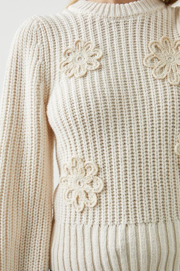 Rails Romy Sweater Ivory Crochet Daisies