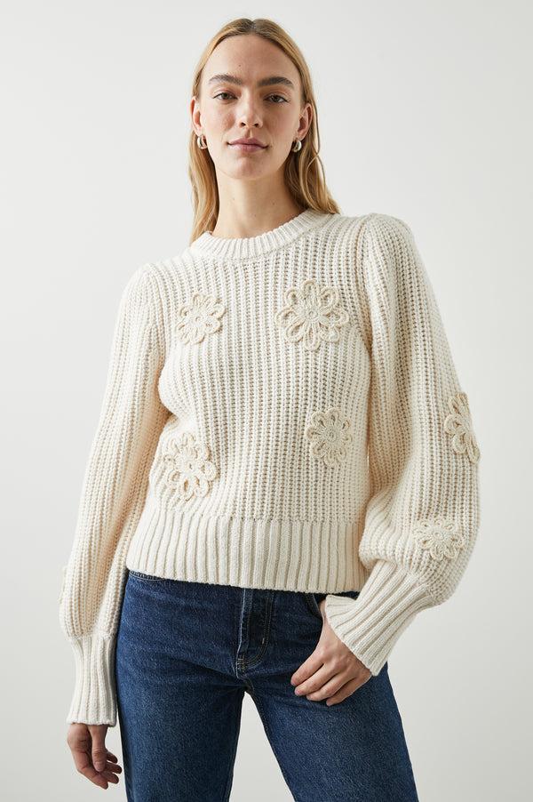 rails Romy sweater Ivory Crochet Daisies