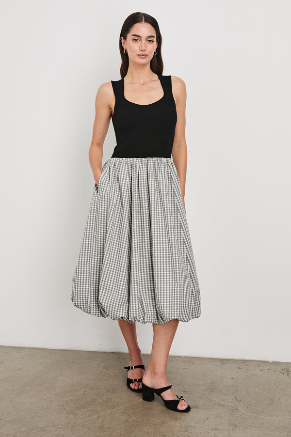 Rails Rosalind Dress Ivory Jet Gingham Black