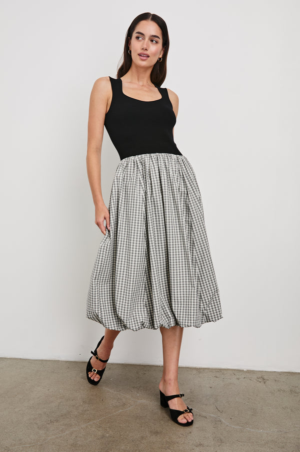 Rails Rosalind Dress Ivory Jet Gingham Black
