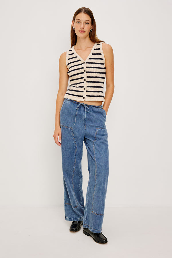 Rails Sade Vest Ivory Navy Stripe