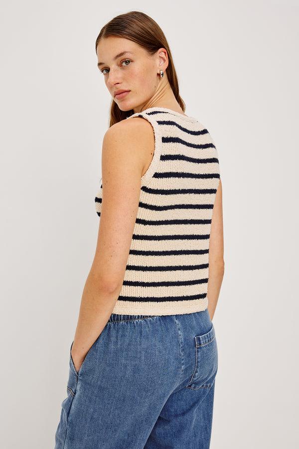 Rails Sade Vest Ivory Navy Stripe