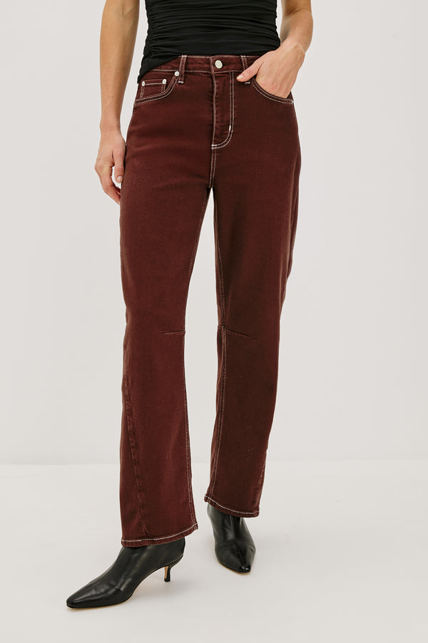 Rails Samo Barrel Leg Chocolate Contrast Stitch