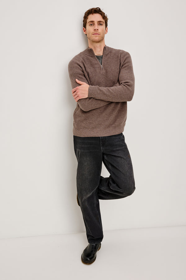 Rails Stark Quarter Zip Brown Melange
