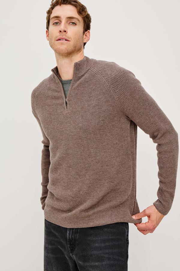 Rails Stark Quarter Zip Brown Melange