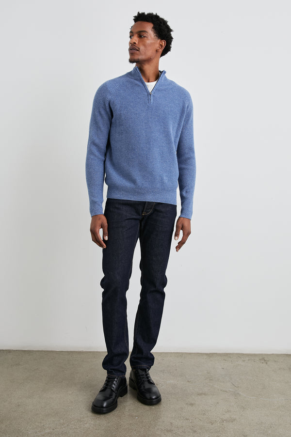 Rails Stark Quarter Zip Cerulean Melange