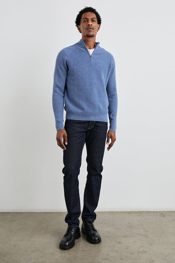 Rails Stark Quarter Zip Cerulean Melange
