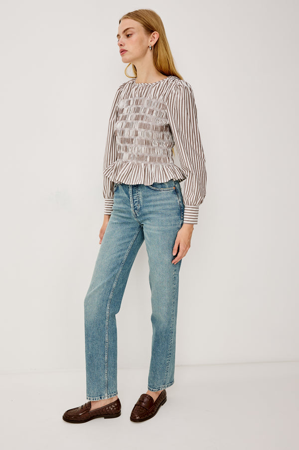 Rails Tabi Top Espresso Ivory Stripe