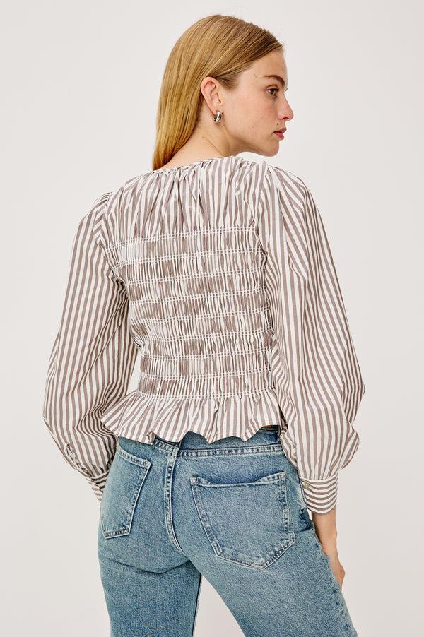 Rails Tabi Top Espresso Ivory Stripe