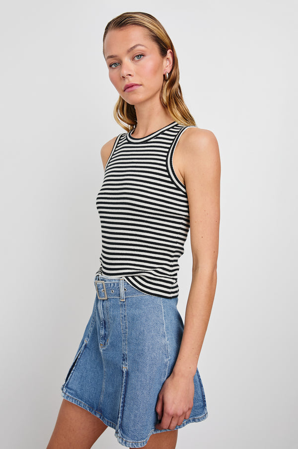 Rails The Racer Tank Black Birch Stripe