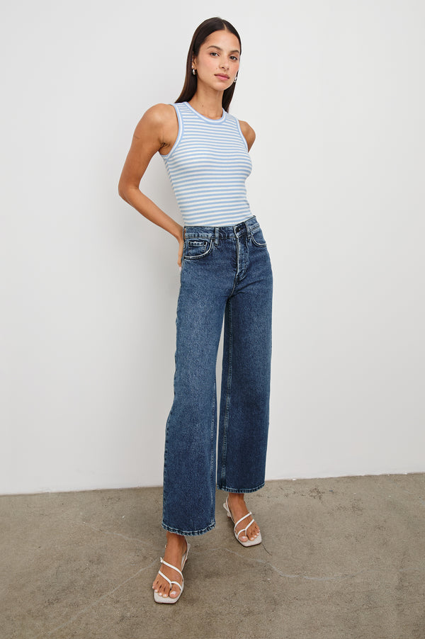 Rails The Racer Tank Chambray Blue Stripe