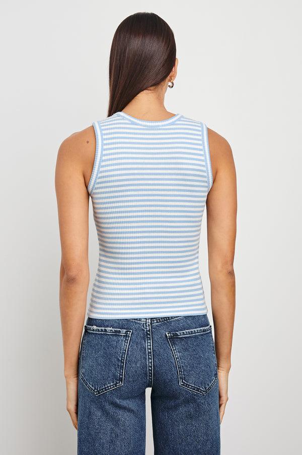 Rails The Racer Tank Chambray Blue Stripe