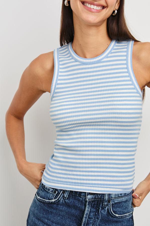 rails The racer tank Chambray Blue Stripe