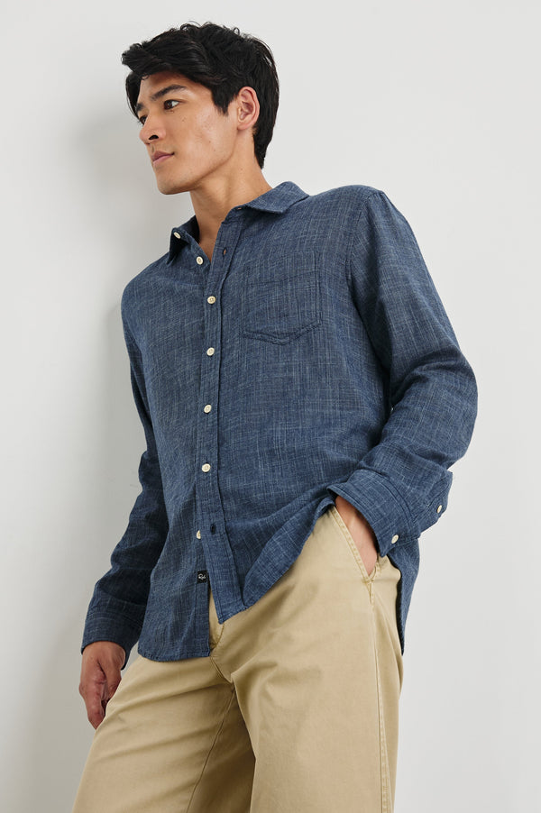 Rails Wyatt Relaxed Fit Shirt Navy Etch