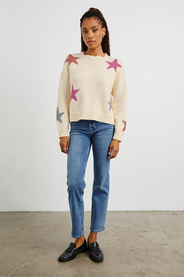 Rails Zoey Sweater Ivory Rainbow Multi Stars