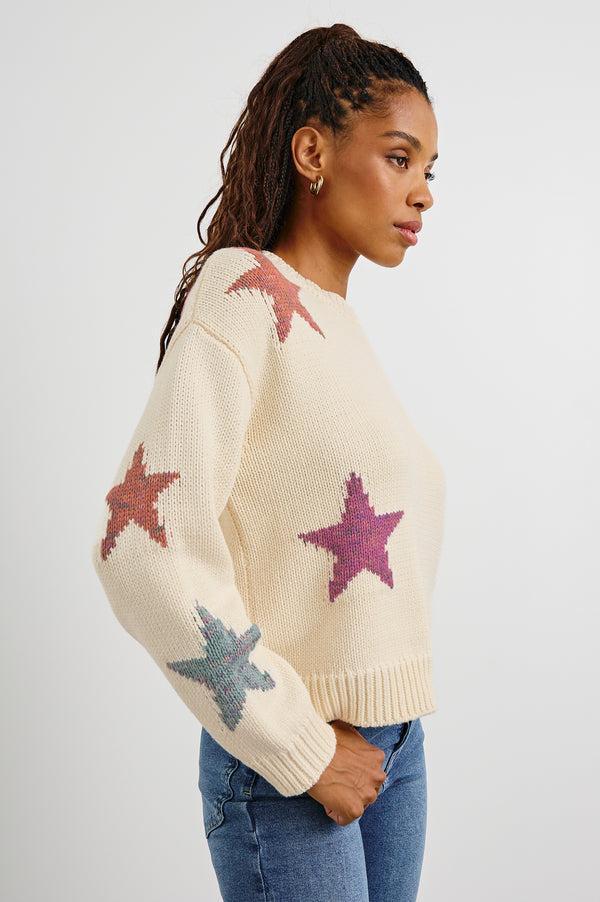 Rails Zoey Sweater Ivory Rainbow Multi Stars