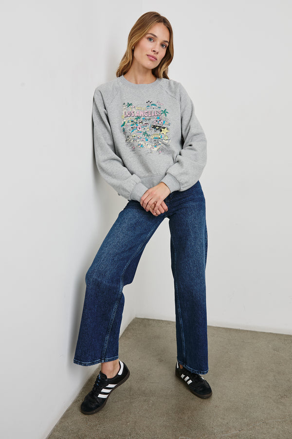 Rails Vintage Raglan Sweatshirt Rails Los Angeles Map Grey