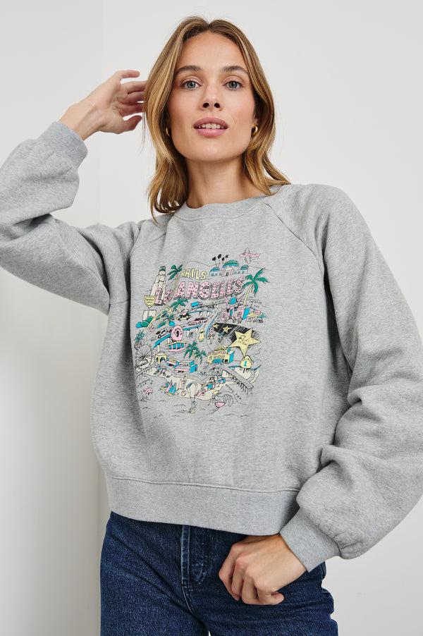 Rails Vintage Raglan Sweatshirt Rails Los Angeles Map Grey