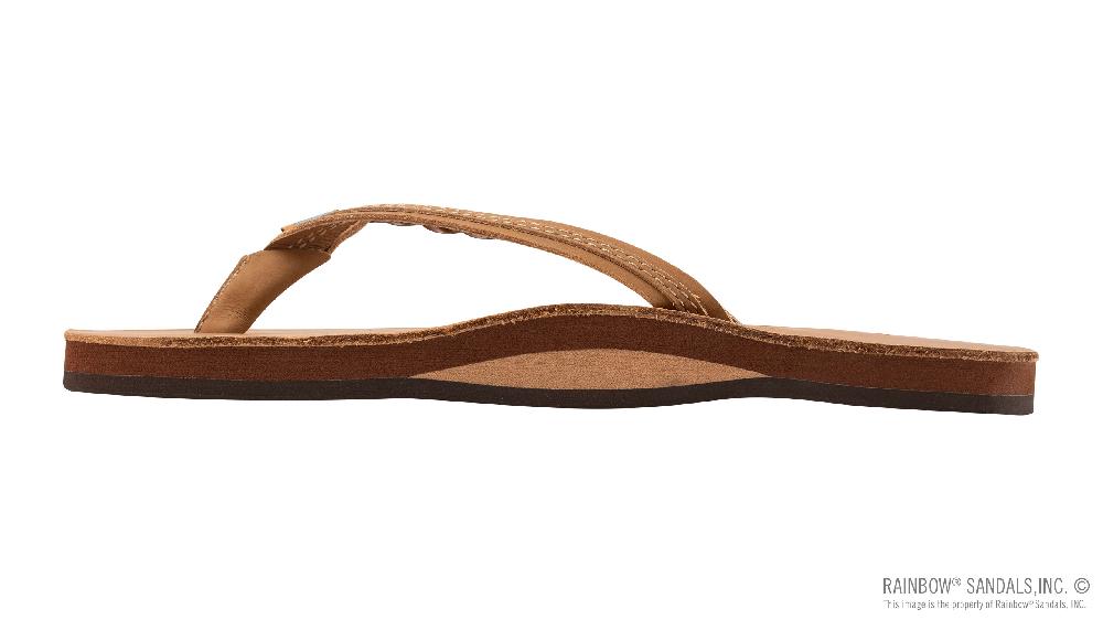 Rainbow Sandals Flirty Braidy - Single Layer Premier Leather 1/2" Narrow Strap With Braid