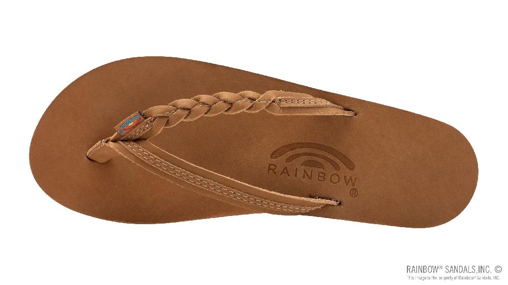 Rainbow Sandals Flirty Braidy - Single Layer Premier Leather 1/2" Narrow Strap With Braid