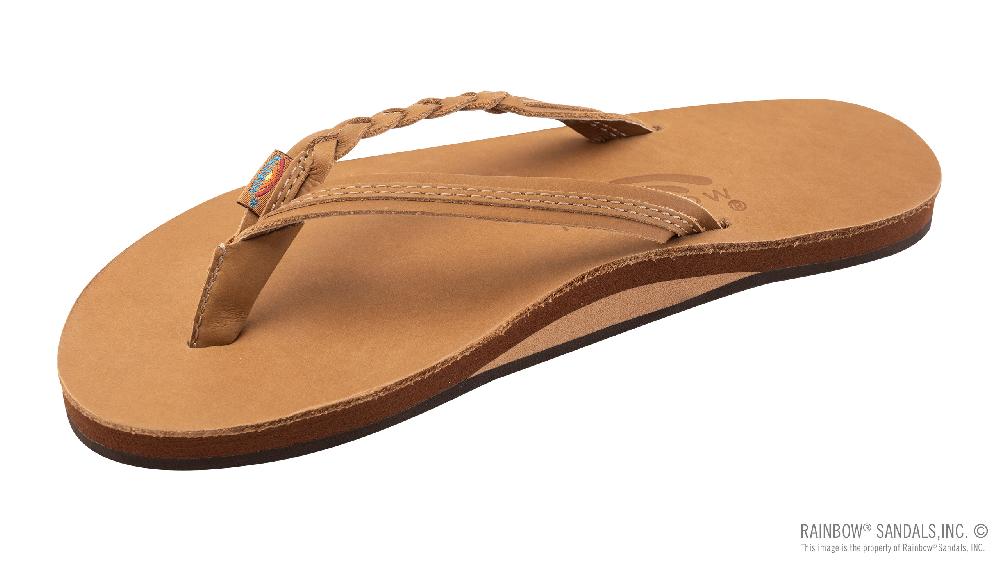 rainbow sandals Flirty Braidy - Single Layer Premier Leather 1/2" Narrow Strap with Braid